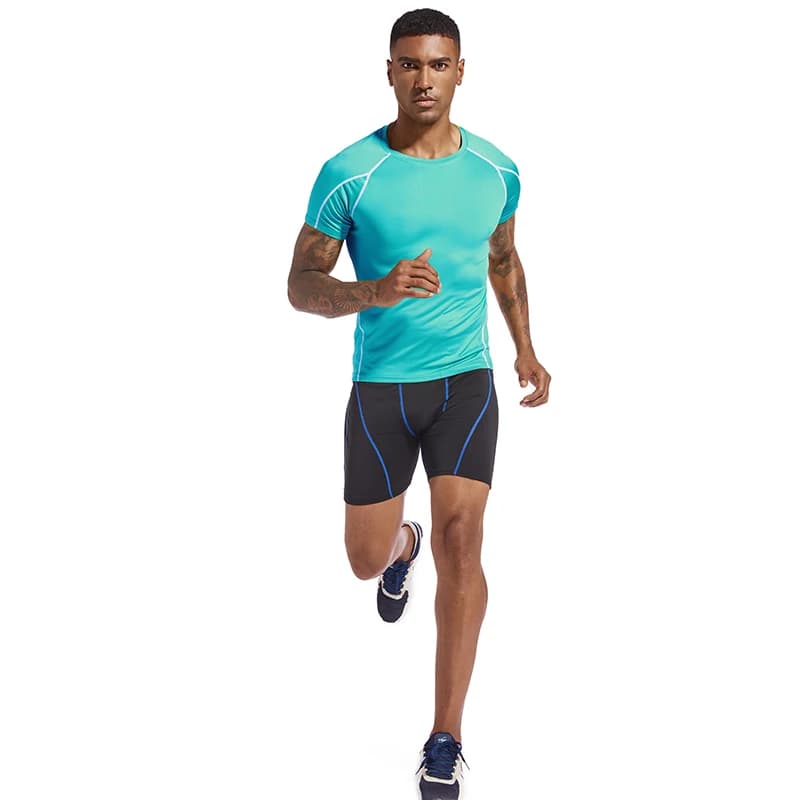 T-shirt de course pour hommes, vêtements de Sport d'été, slim, Gym, Fitness, hauts de Sport, collant