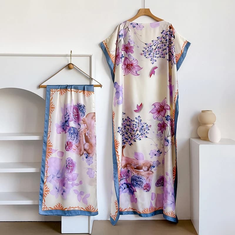 Nouvelle mode Robe d'été avec grande écharpe dubaï turquie caftan musulman ample Abaya femmes africa