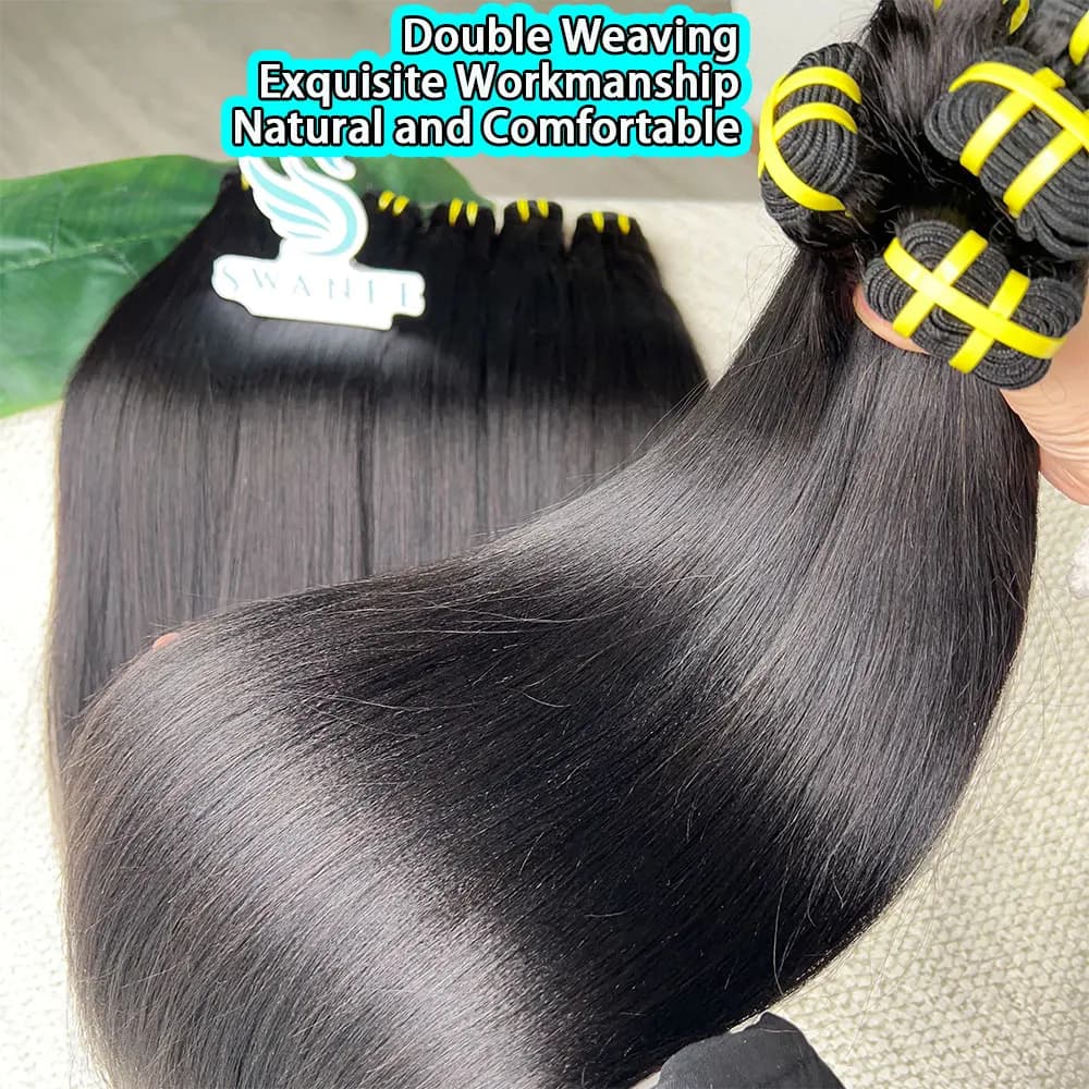 Extensions de cheveux humains vierges bruts 100% naturels, lisses, effet Yaki, vente en gros # Lot d