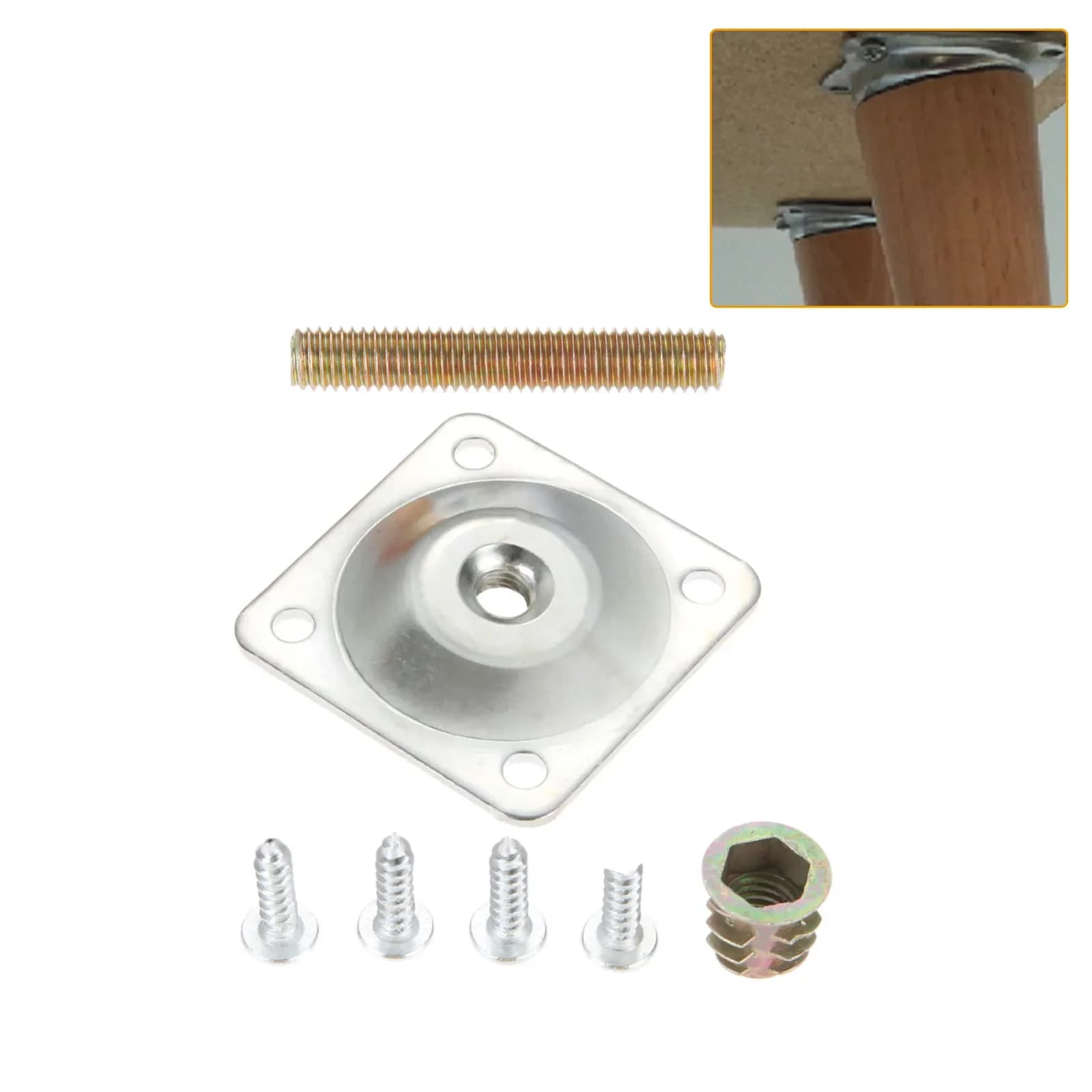 Pied de meuble carré, plaque montée, pied de table en fer, accessoire de rêve avec adaptateur femell
