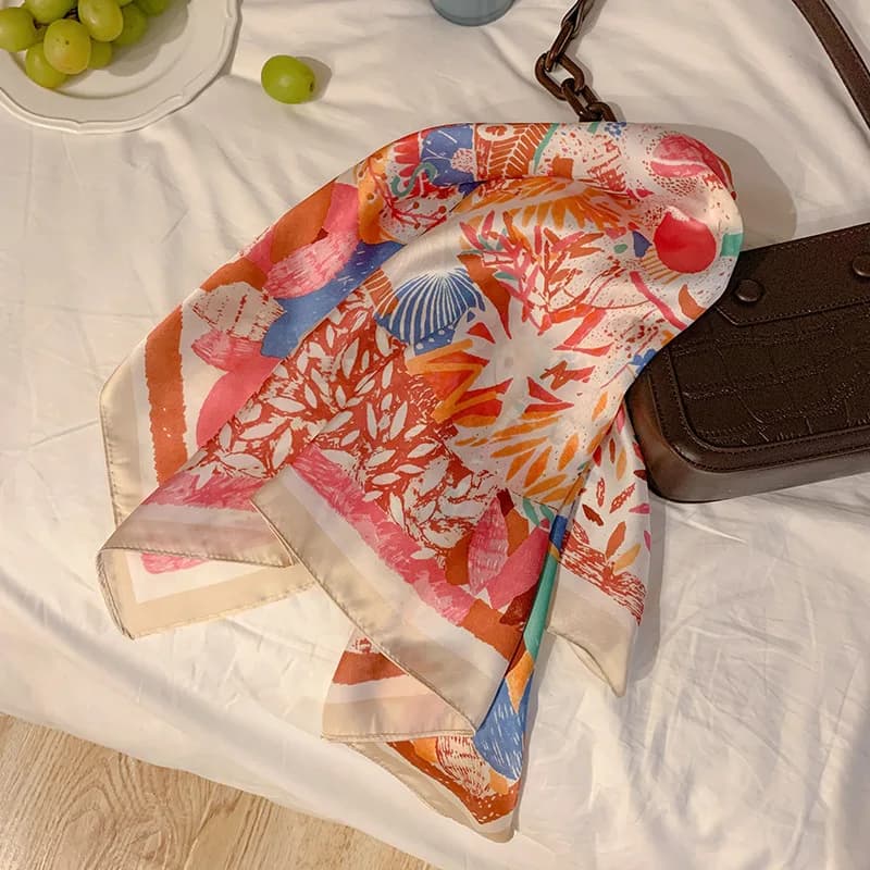 Foulard Carré à Rayures de Luxe pour Femme, Châle Rond, 70cm, pour la raq, Sauna, Hijab, Bandana, Ca