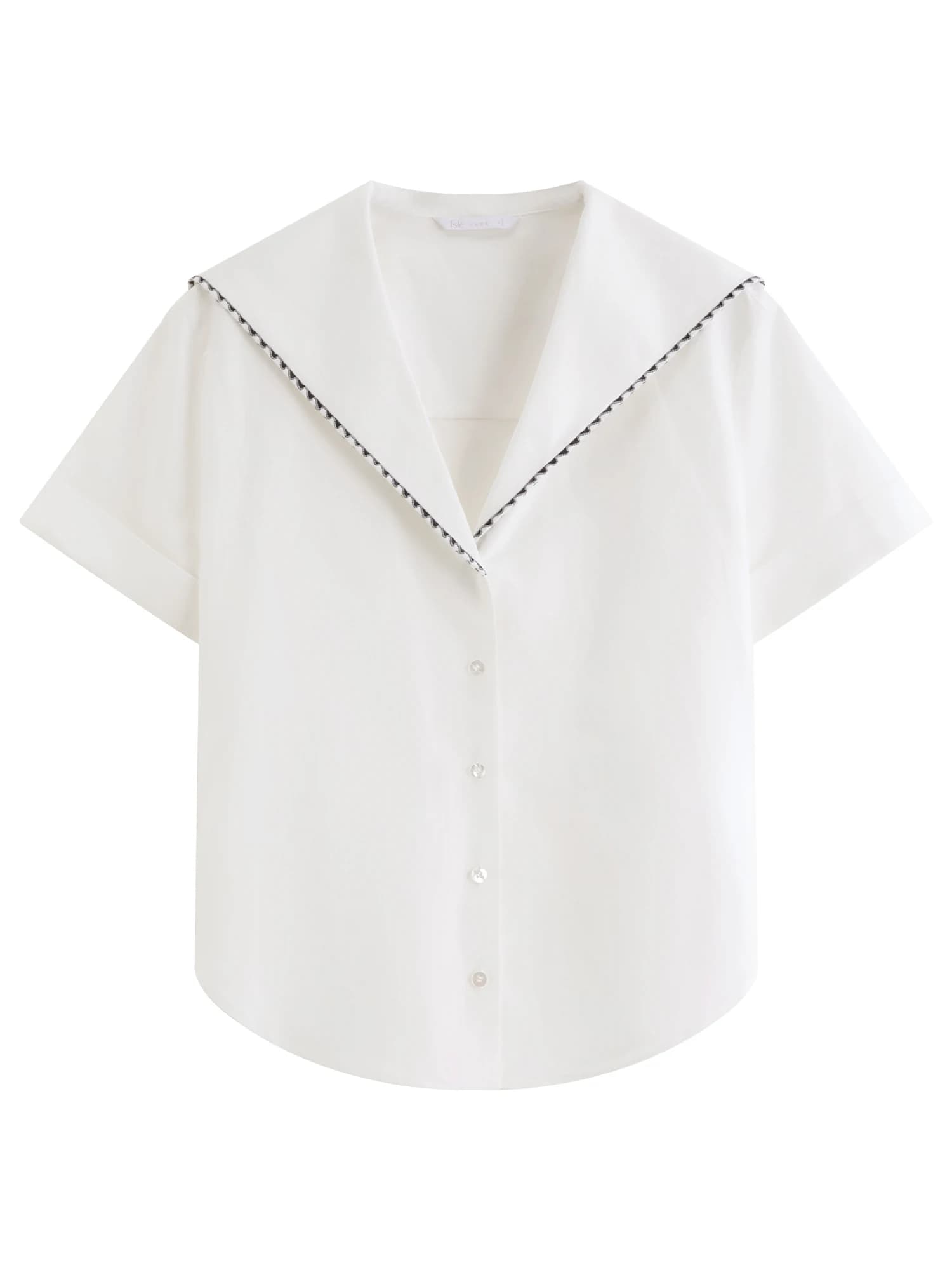 Chemisier à col marin brodé FSLE 2026 pour femme, manches courtes, style preppy boutonné, pour un lo