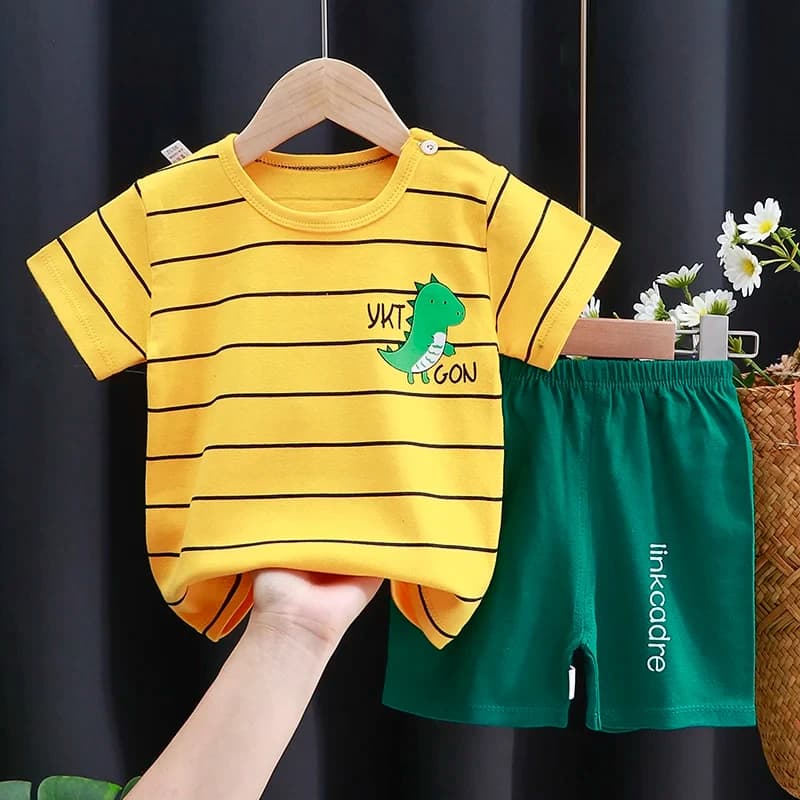 Ensemble de vêtements pour enfants bébé garçon T-Shirt + short vêtements d'été coton dessin animé dé