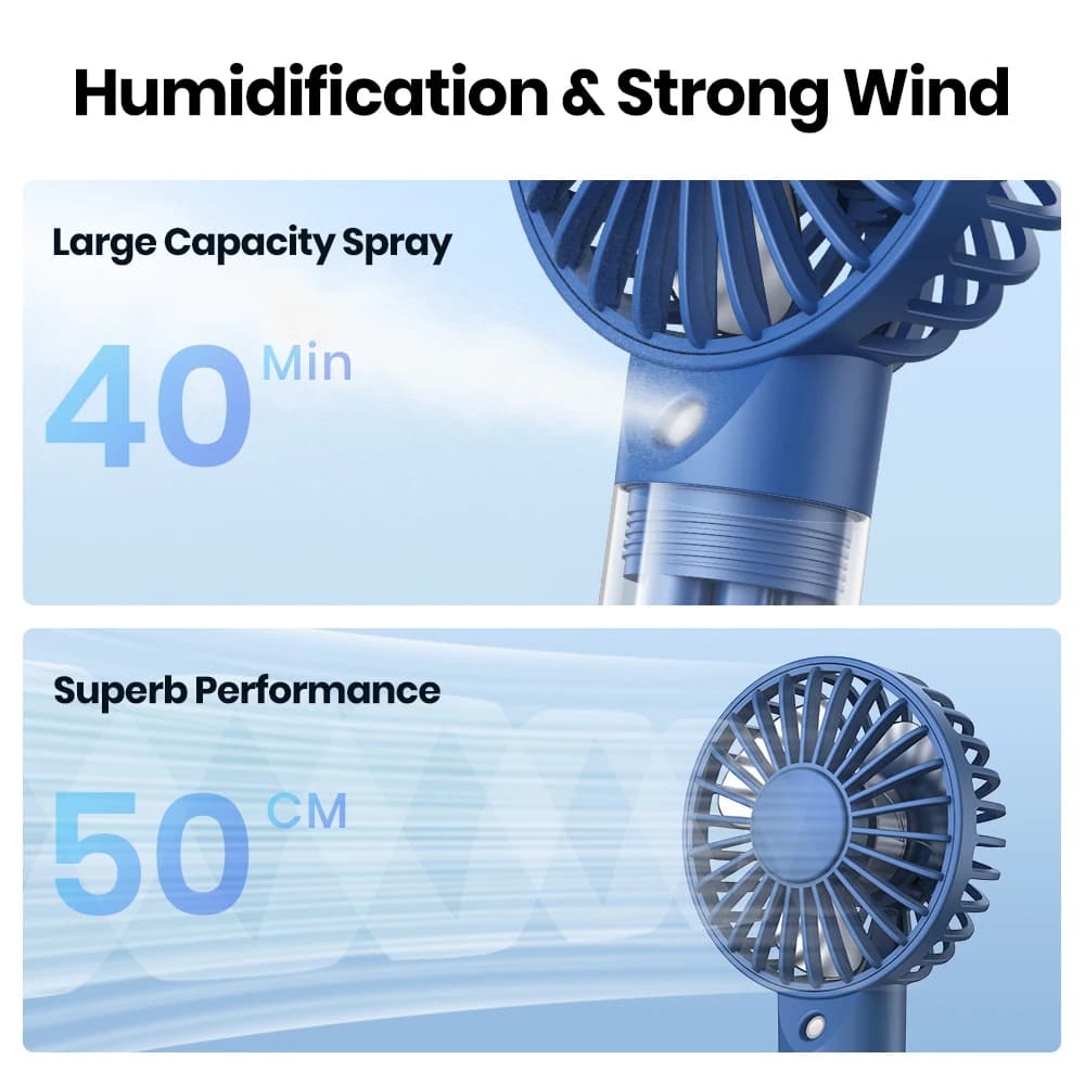 TOPK Mini ventilateur portable avec brume d'eau, capacité 2000 mAh et fonction d'humidification pour