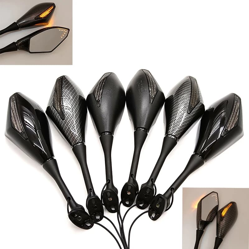 Rétroviseurs de clignotant intégrés pour moto, rétroviseur avec lumière Led, rétroviseur latéral uni