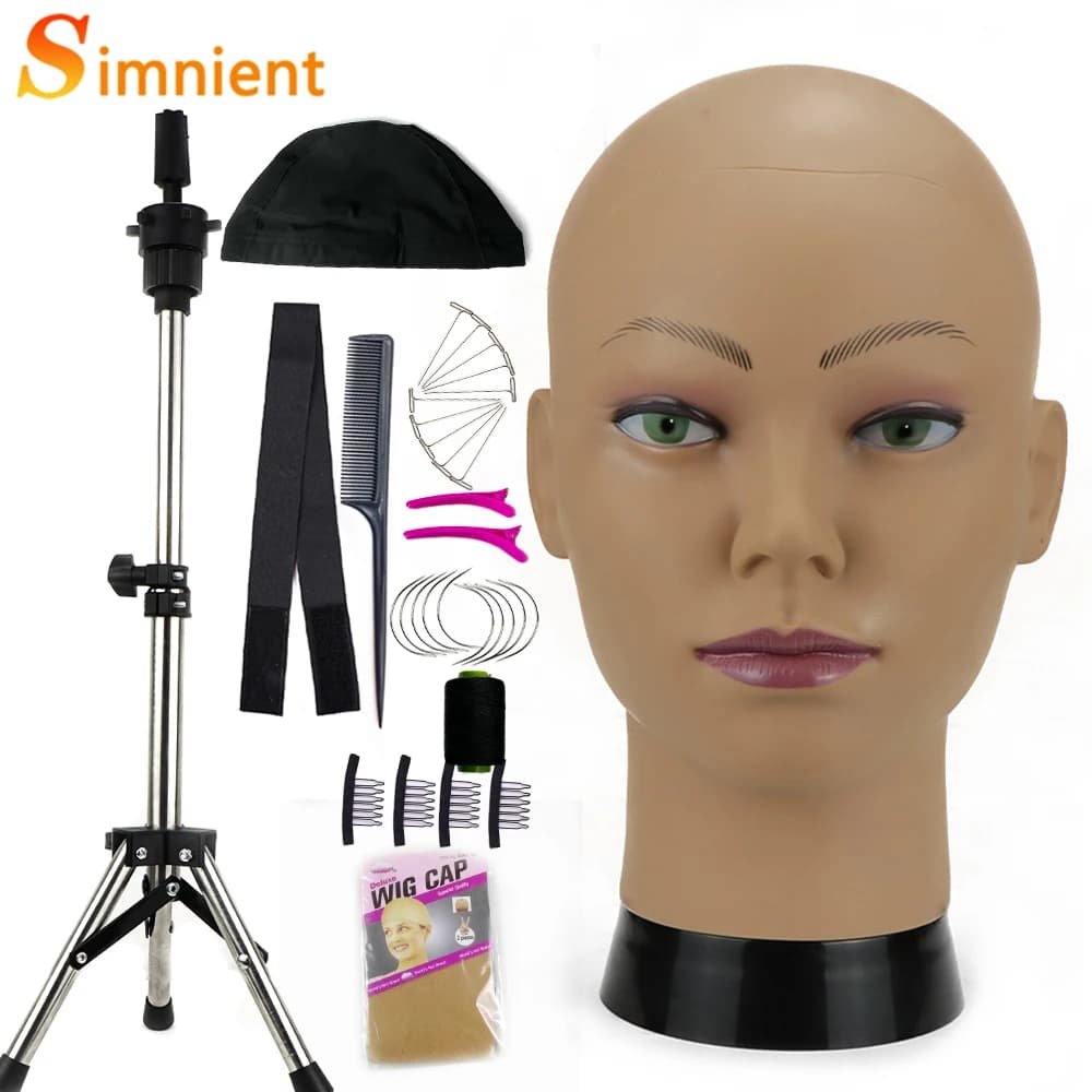 Tête de Mannequin avec trépied pour la fabrication de perruque, chapeau, lunettes, affichage de masq