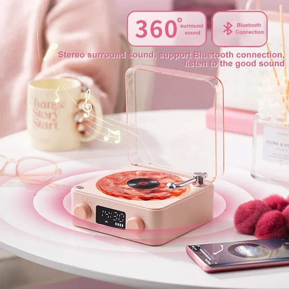 Lecteur vinyle Waves, haut-parleur Bluetooth avec bruit blanc, haut-parleur rétro, aide au sommeil, 