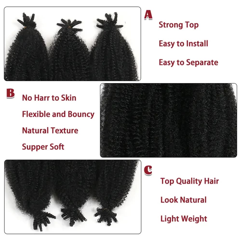 3 paquets de cheveux Afro torsadés de printemps doux 22 pouces Marley Crochet tressage cheveux pré-s