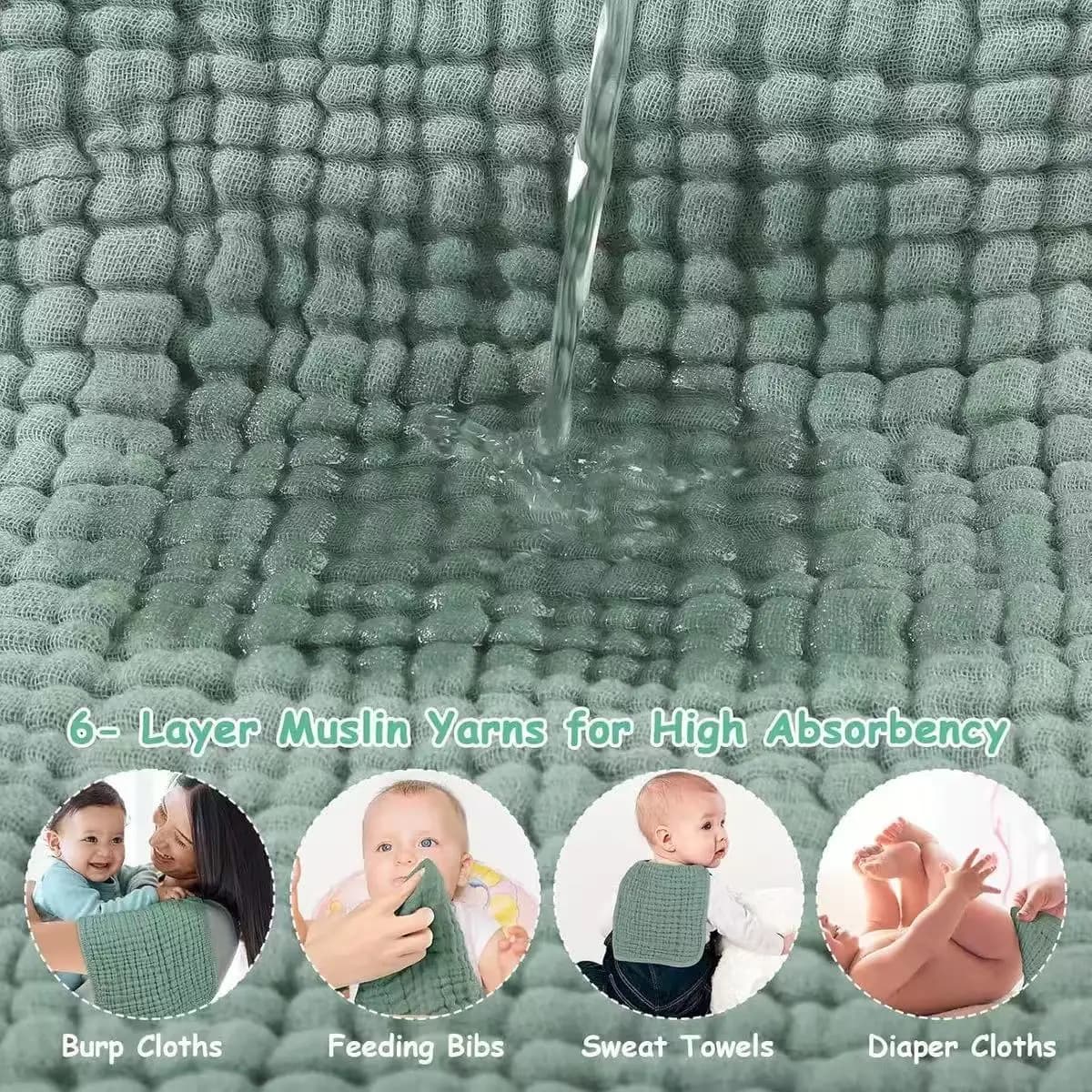 5 pièces 25*50 cm doux absorbant 6 couches coton mousseline bébé rot tissus nouveau-né bave dentitio