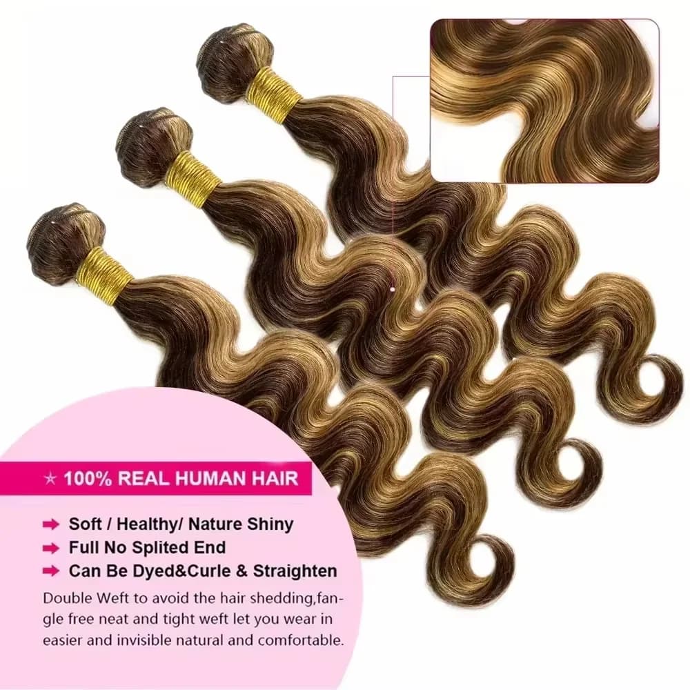 Extensions de Cheveux Humains Brésiliens Non Traités, Ondulés, Ombrés, 16A, 1, 3, 4 ou 5 Pièces, Lot