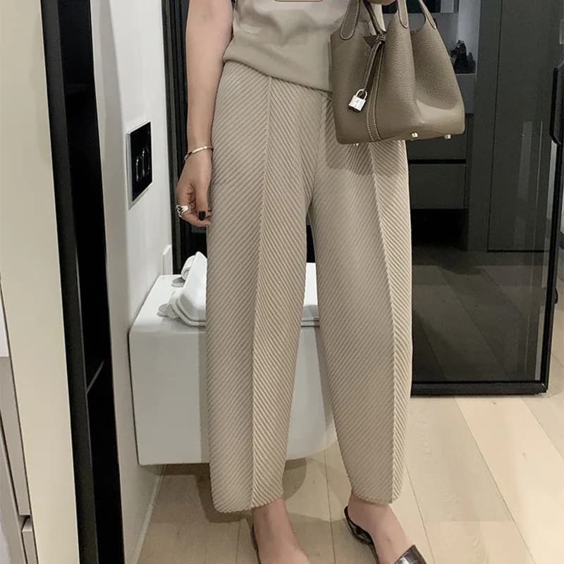 Pantalon en écailles de poisson plié, pantalon radis ample et décontracté, pantalon Harlan à petite 