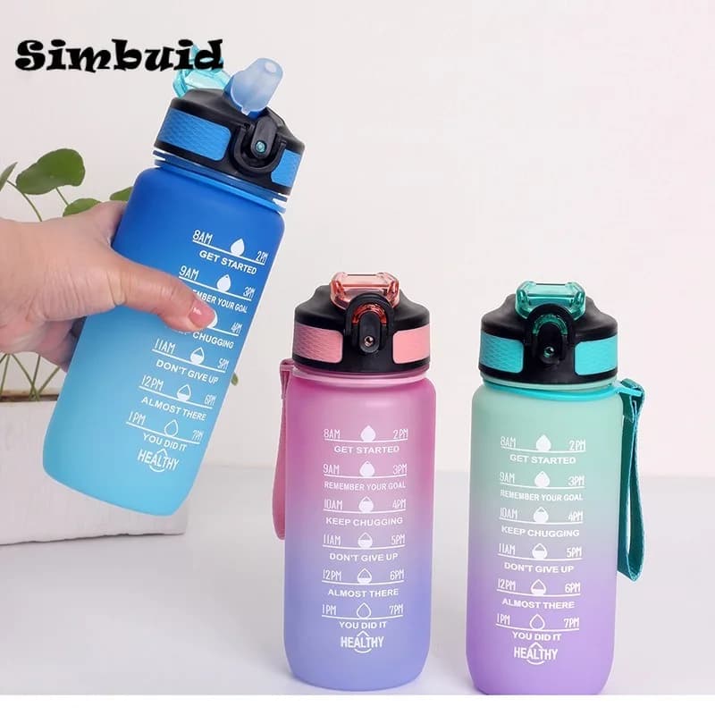 Bouteille d'eau de Sport de 600ML avec marqueur de temps, tasse anti-fuite, bouteille d'eau Portable