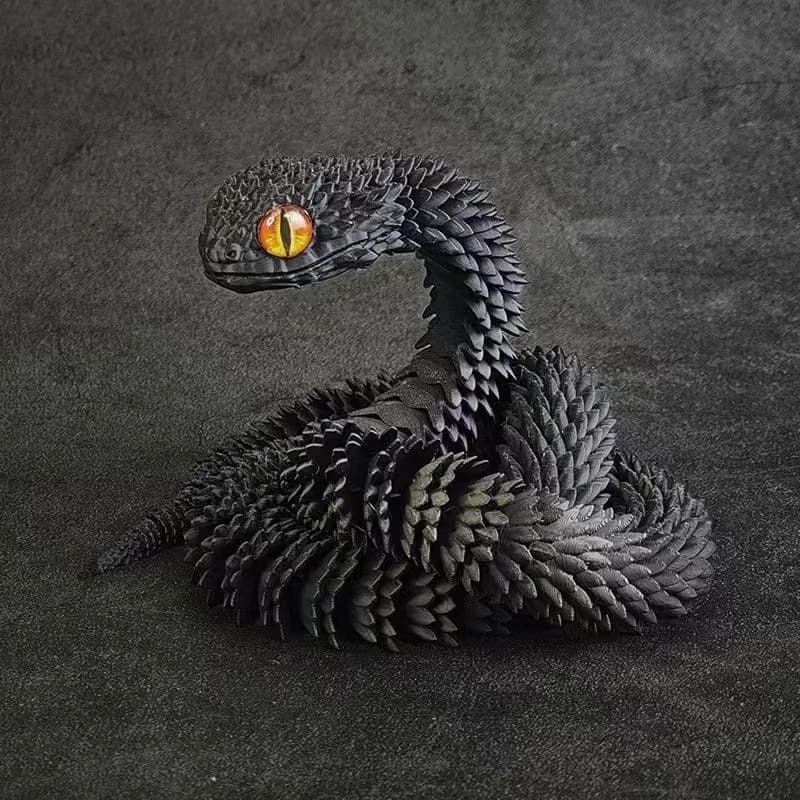 3D imprimé serpent rotatif serpent articulé joint mobilité animal simulation modèle bureau bureau or