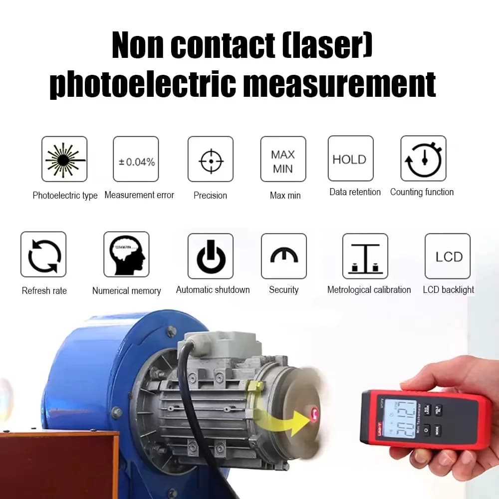 UNI-T Mini tachymètre Laser numérique UT373 tachymètre sans Contact plage de RPM 10-99999 tr/min tac