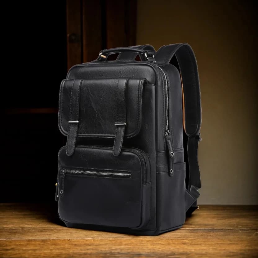 MOYYI-Sac à dos en cuir pour ordinateur portable pour homme, sac à dos de voyage étanche, sac d'affa