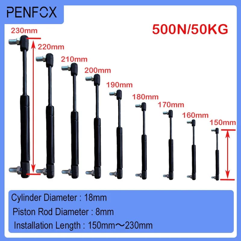 Barres de jambe de force universelles, 150mm-230mm, 500N/50KG, amortisseur à ressort à gaz, Support 