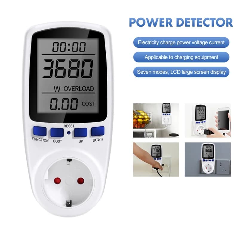 Prise de wattmètre LCD numérique, puissance souveraine, compteur d'énergie h, AC 220V, prise UE, ana