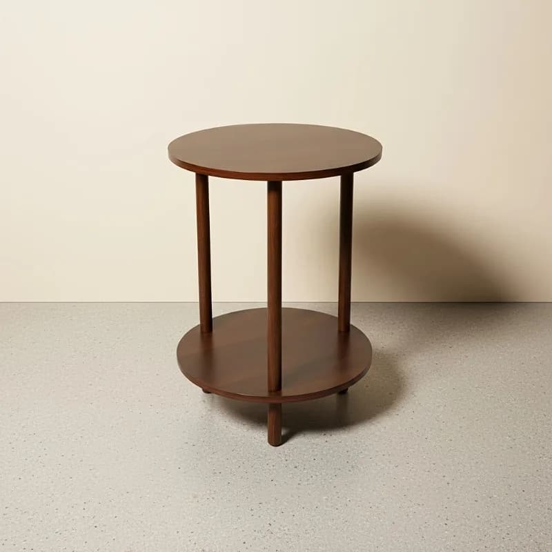 Table basse ronde moderne, table en bois à 2 niveaux en noyer, table d'appoint empilable pour économ