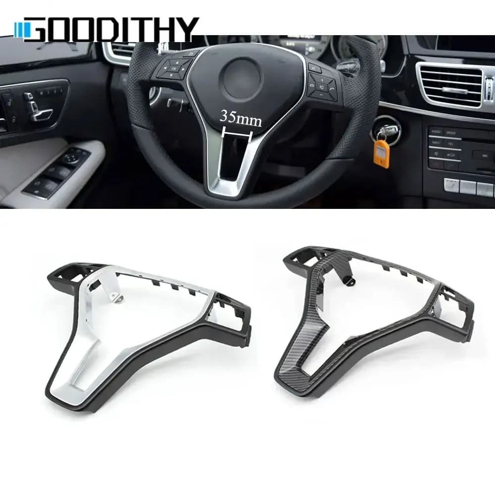 Cadre extérieur de volant en Fiber de carbone argenté, garniture de couverture pour BENZ C E GLK CLS