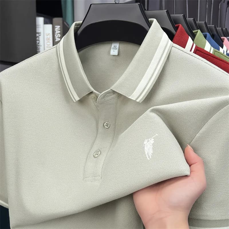 Polo à manches courtes 100% coton marque haut de gamme Paul Pony broderie rayures Été luxe respirant