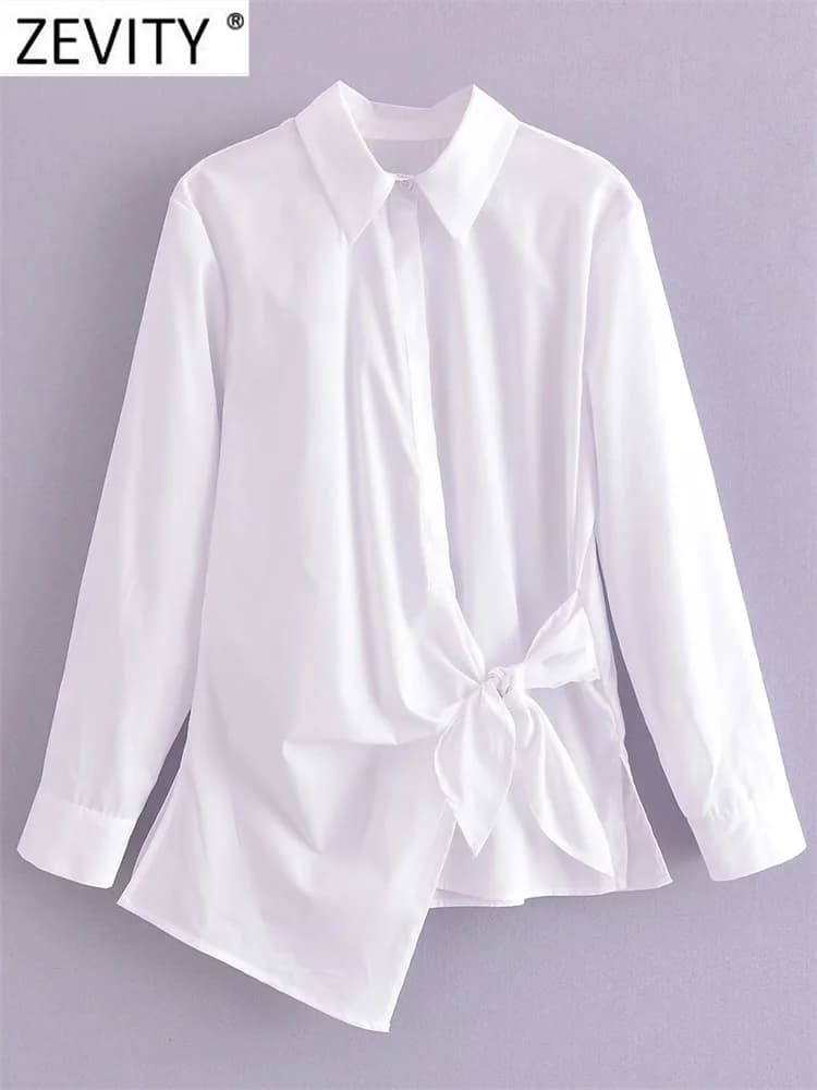 Zevity-Chemisier à Smocks en Popeline pour Femme, Chemise Chic à Manches sulf, Nministériels d Latér