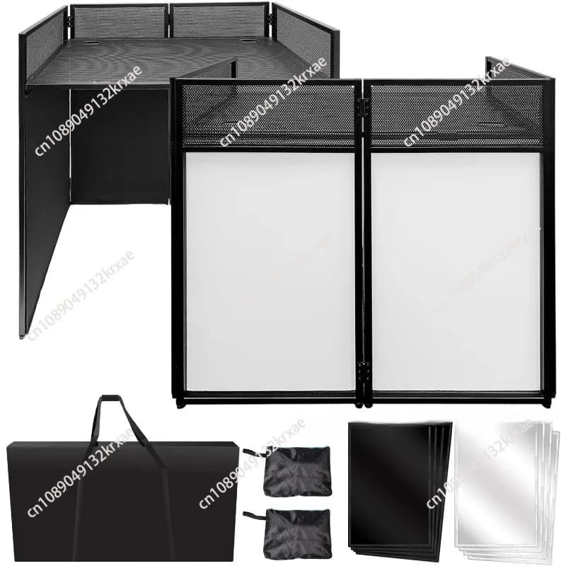 Cabine DJ pliante portable valise noire et blanche table DJ verticale