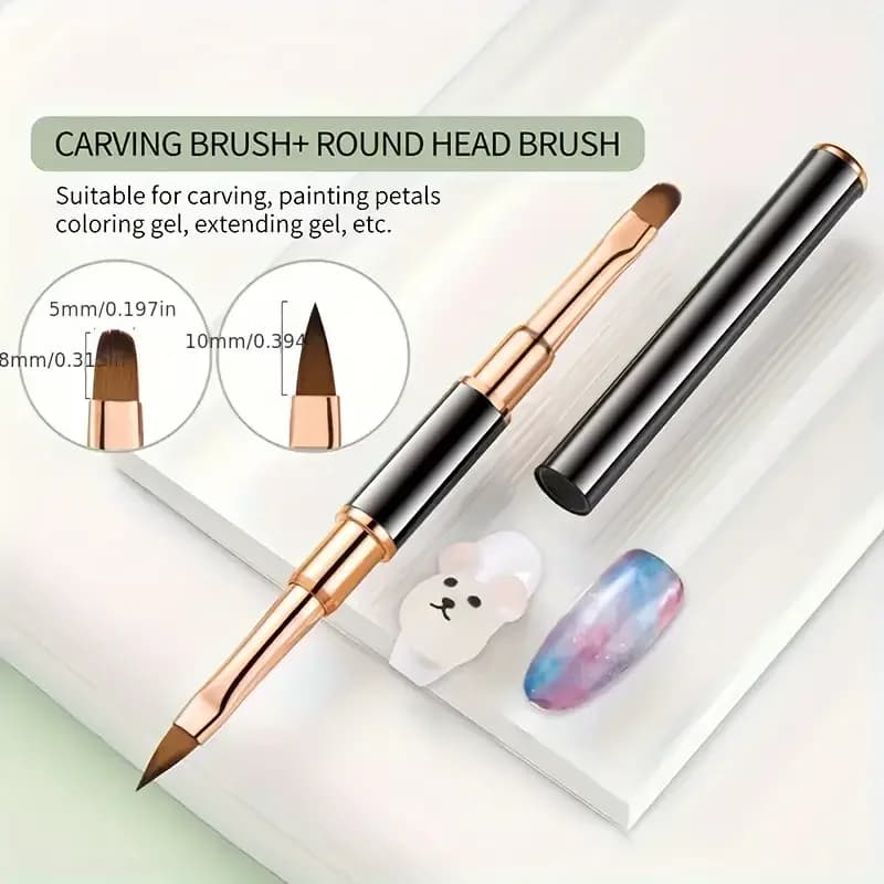 Ensemble de pinceaux professionnels pour Nail Art, 5 pièces, pinceaux à Double extrémité pour longue