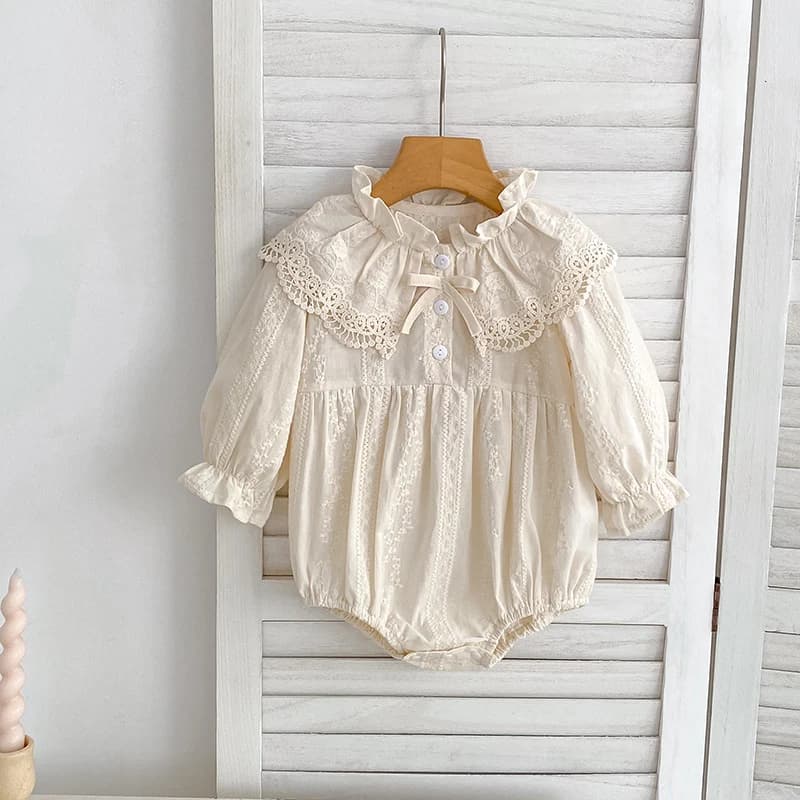 Body pour nouveau-né de 0 à 2 ans, vêtements à la mode, barboteuse en dentelle, col Peter Pan, nœud 