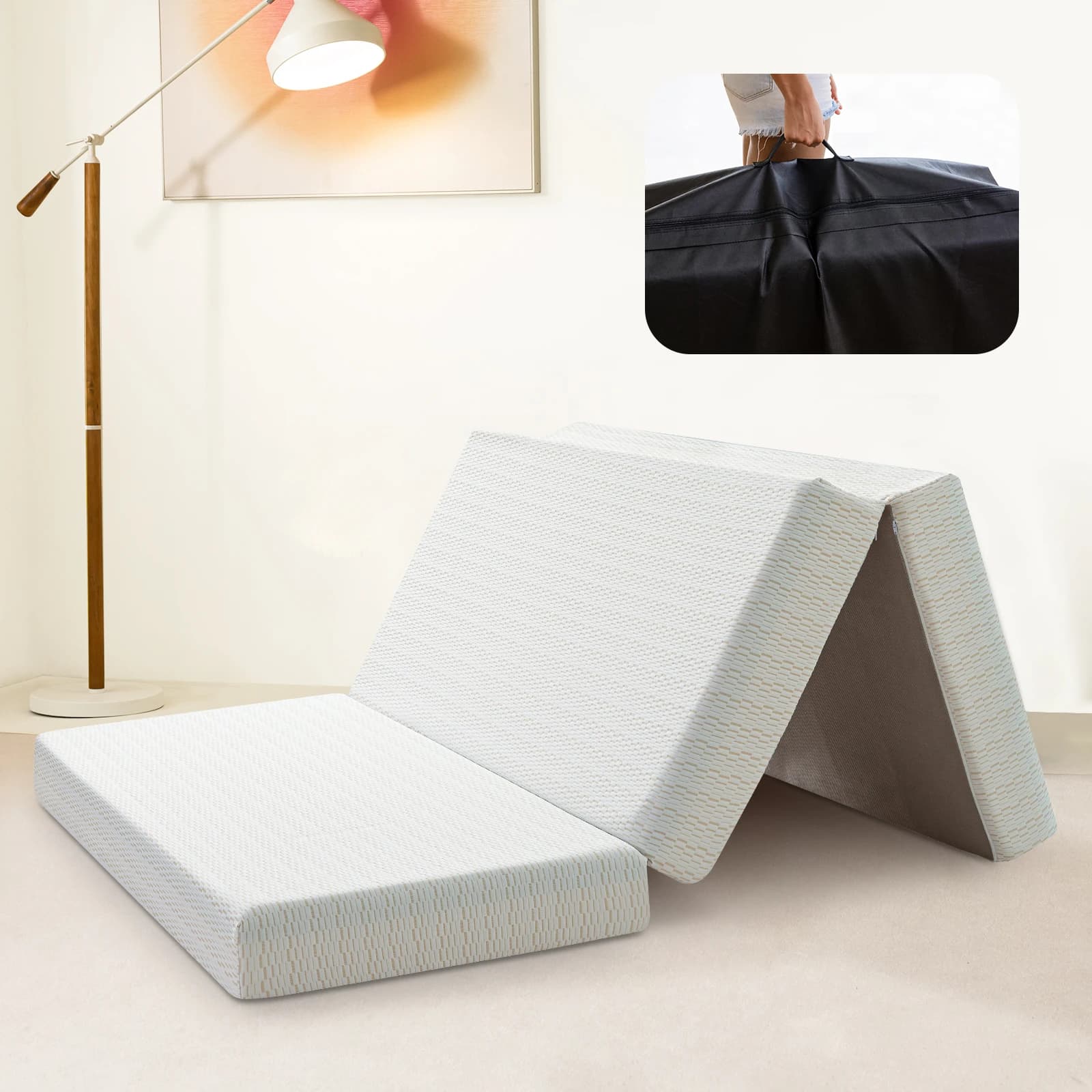 Hcore-Matelas en mousse à mémoire de forme Leicfold, 6 pouces, avec sac de rangement, entièrement pl