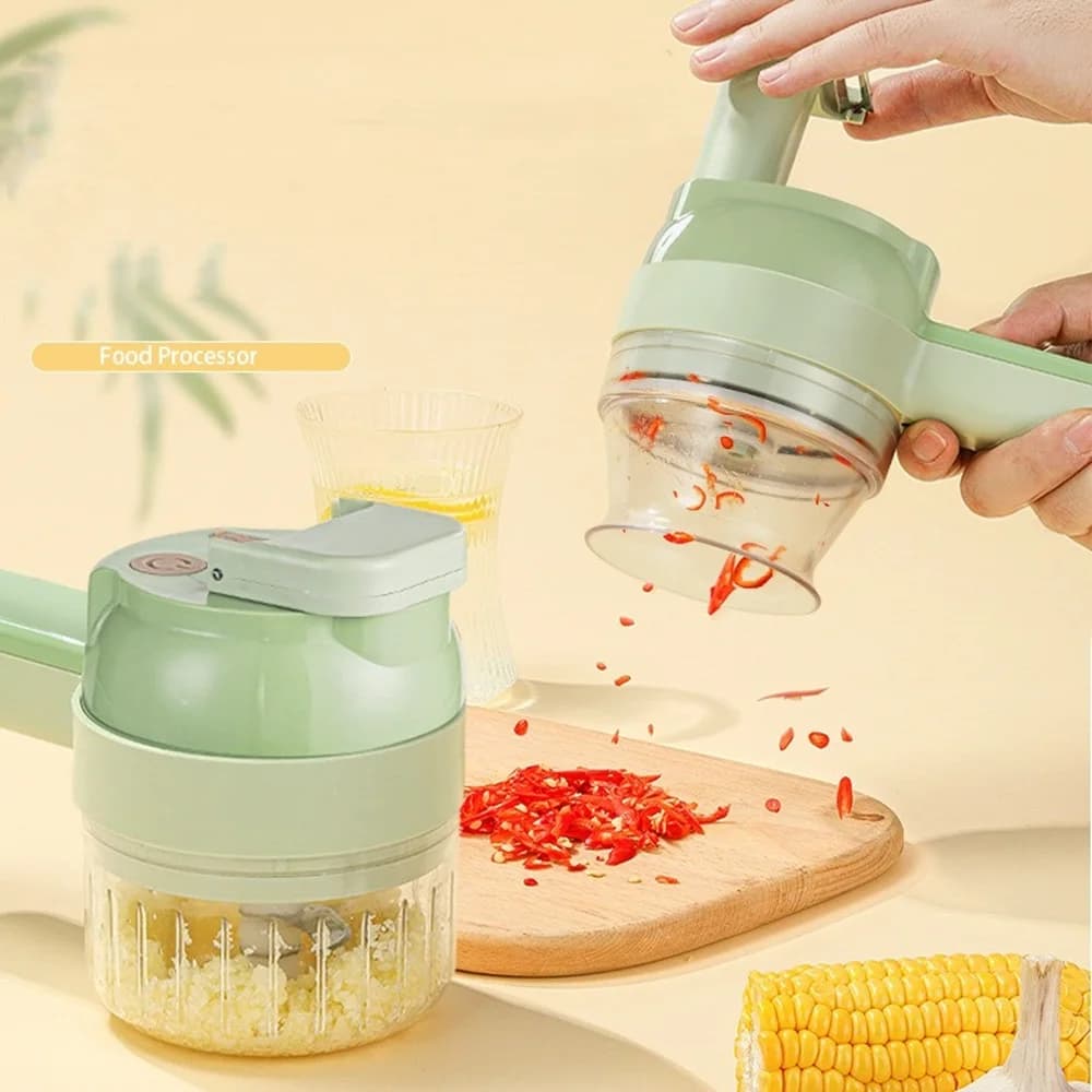 Trancheuse à légumes sans fil USB 4 en 1, presse-ail électrique, hachoir à aliments, hachoir à viand