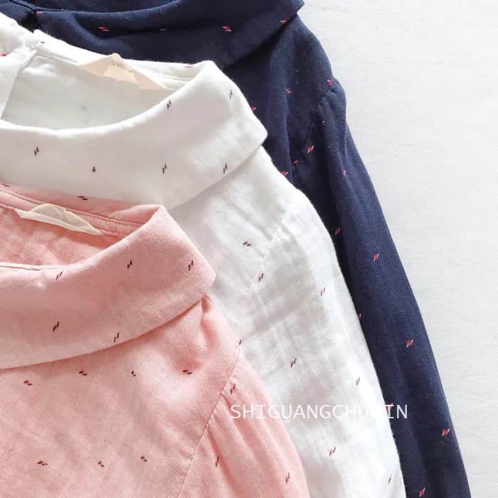 Chemise à manches longues en fil de coton pour femmes, chemisiers décontractés, haut imprimé à rever