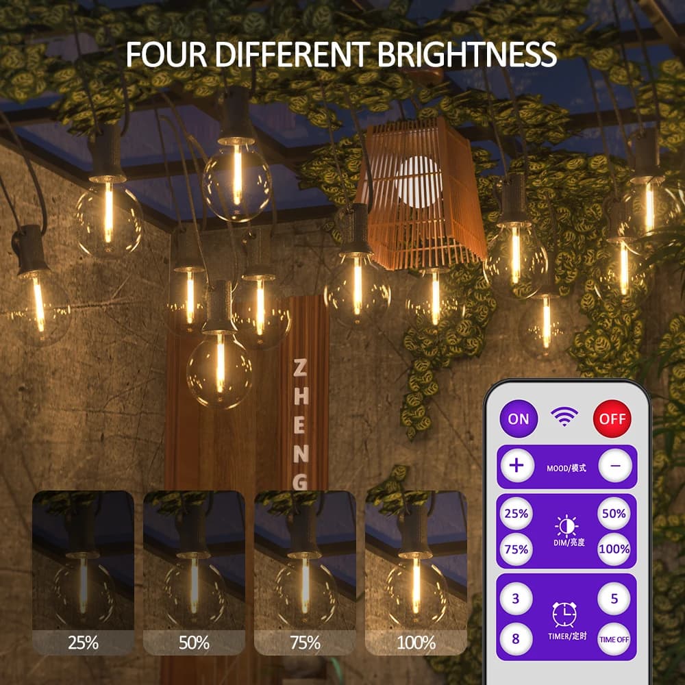 Guirxiété Lumineuse Solaire G40. Lumières Extérieures avec Ampoules LED Incassables, Résistantes aux