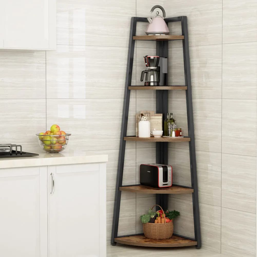 Tribesigns-Bibliothèque d'angle en bois T1, étagères de rangement