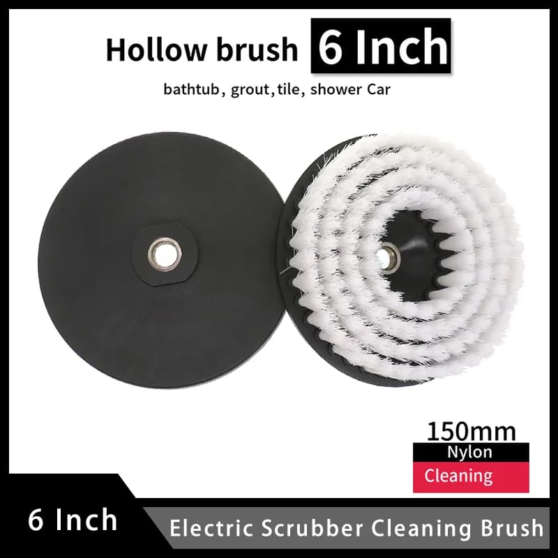 Brosse de nettoyage électrique creuse de 6 pouces, pour tapis, verre, pneus de voiture, carrelage de