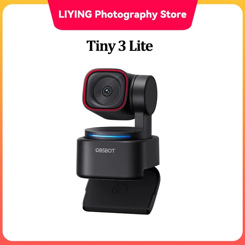 Webcam OBSBOT Tiny 3 Lite 4K avec audio spatial IA et suivi IA à distance, caméra PTZ avec capteur C
