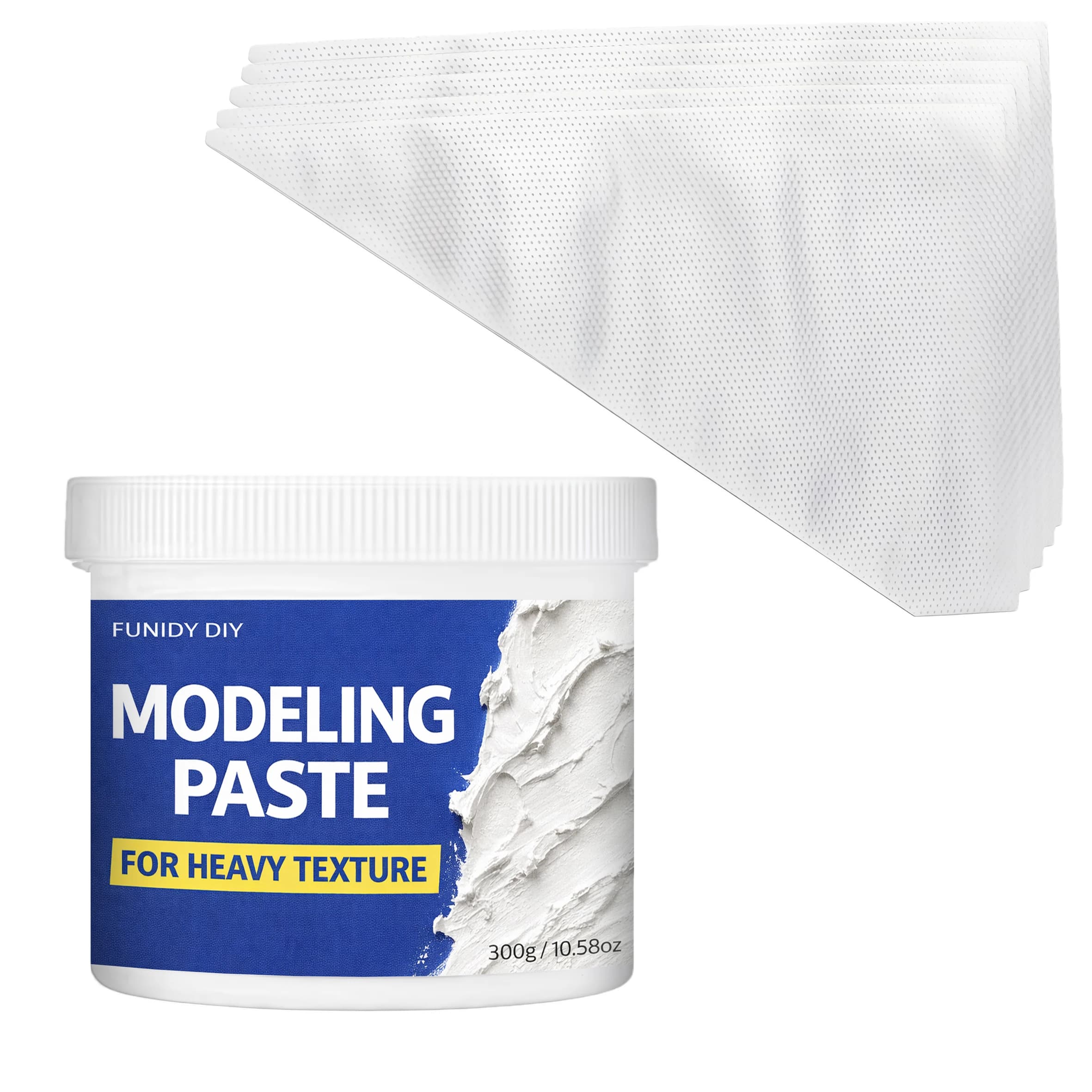 Pâte à modeler 300G avec 5 poches à douille, pâte texturée blanche, gel de sculpture 3D et de dessin