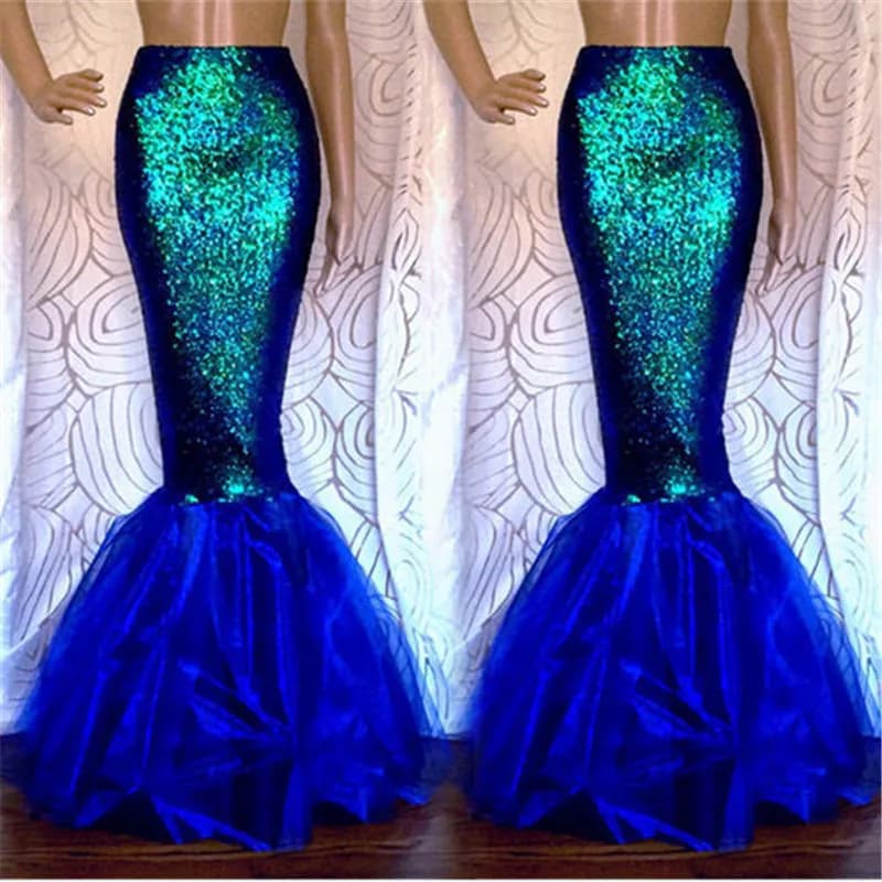 Fantaisie sirène jupe femmes fête fantaisie longues jupes Maxi pour noël Cosplay Costume falda de fi