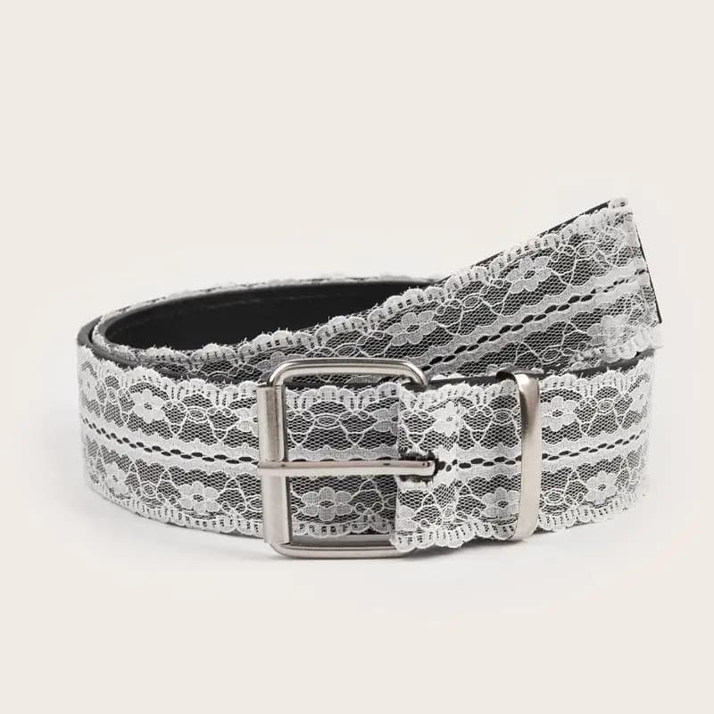 Belle ceinture de taille en dentelle florale blanche ; Accent de mode réglable assorti pour les femm