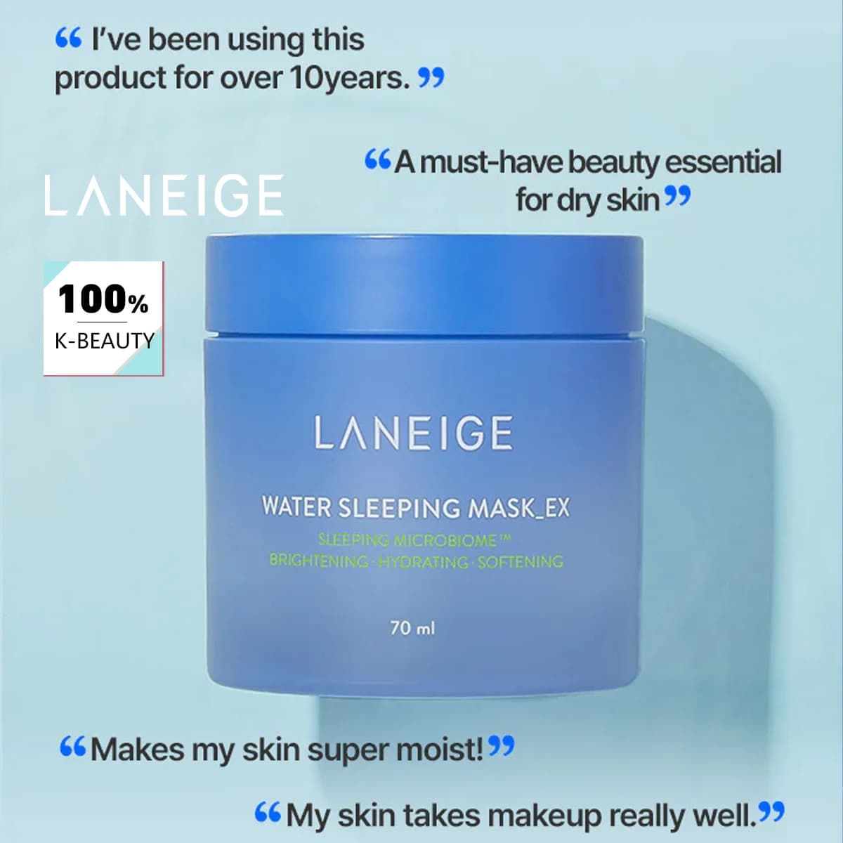Masque de nuit hydratant LANEIGE 70ml, hydratation intense, soin de luxe, cosmétique coréen, K-Beaut