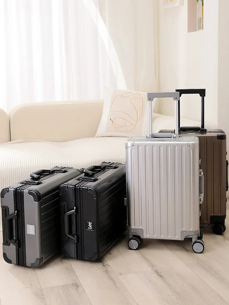 Valise en alliage d'aluminium et de magnésium pour hommes et femmes, étui à roulettes expressément e