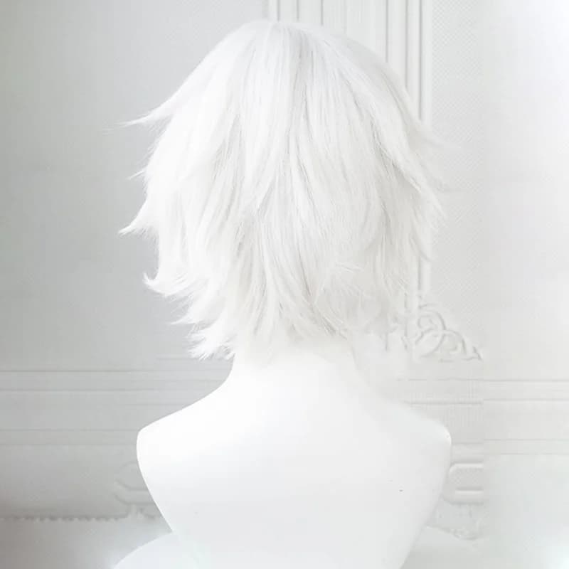 Perruques de Cosplay Anime Kaneki Ken, perruques courtes blanches moelleuses, Patch pour les yeux, c