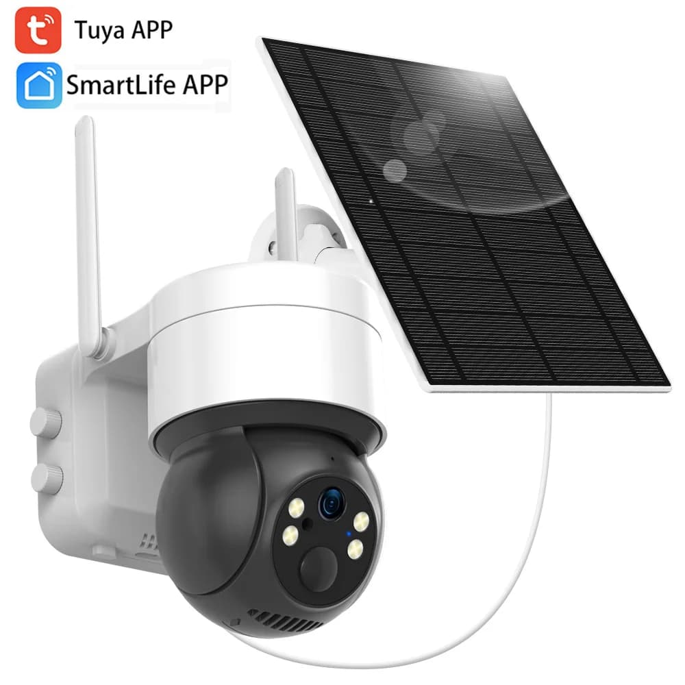 Tuya Smart Life APP 3MP WiFi batterie solaire suivi automatique de mouvement PIR Surveillance sécuri