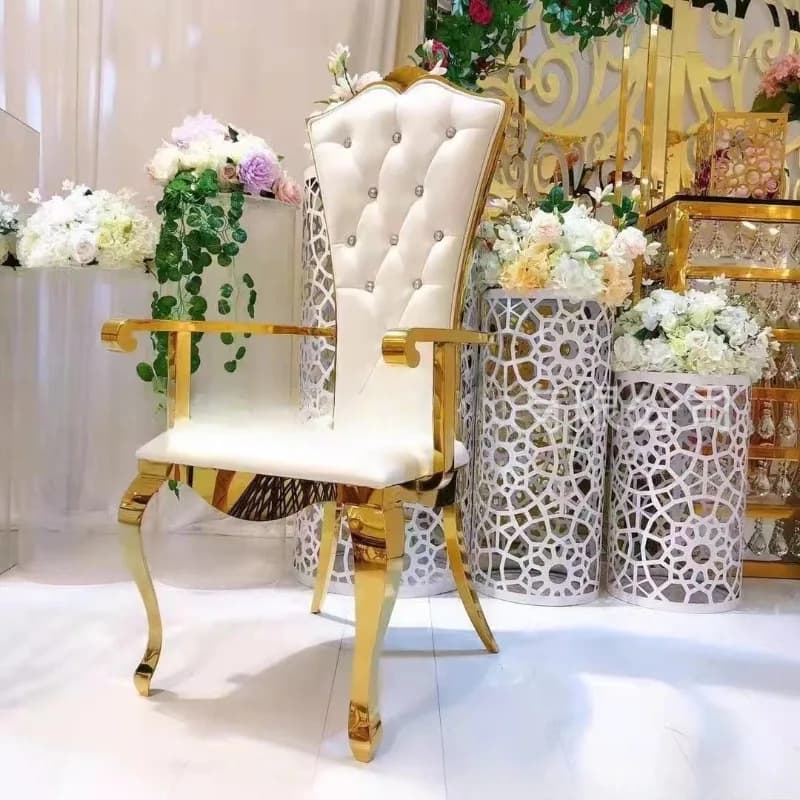 Chaise de mariage en acier inoxydable, style européen, pour villa royale, club, fauteuil à dossier h