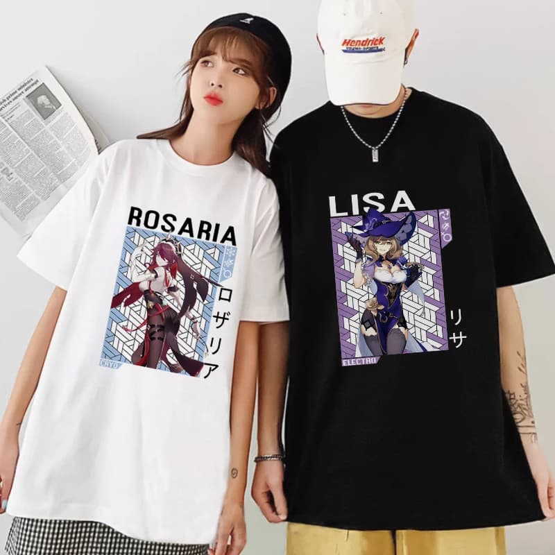 Genshin – t-shirt à manches courtes pour hommes et femmes, 100% coton, de haute qualité, Lisa, barbi