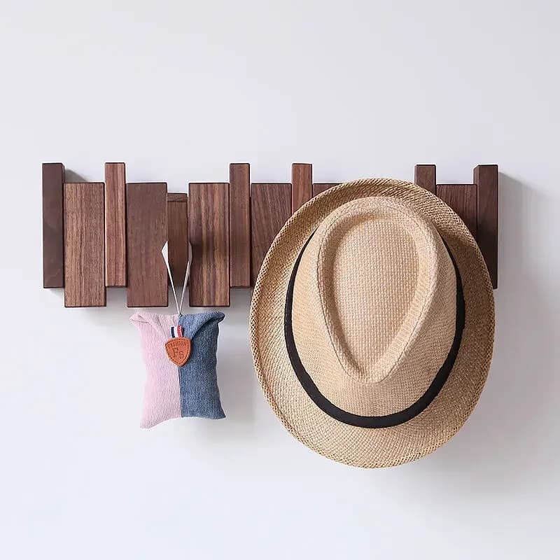 Porte-manteau mural en noyer noir, support créatif suspendu pour chapeau, porte-clés, porte-manteau 