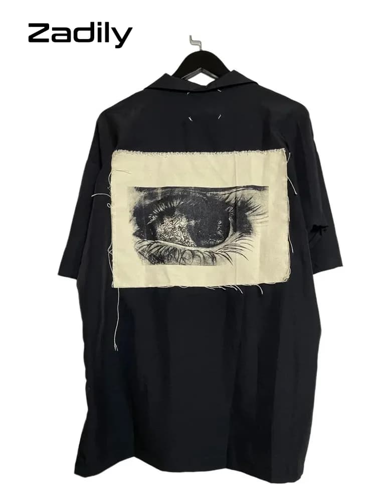 Zadily 2025 été Y2k chemise à manches courtes femmes Patch conçoit boutonné chemisier ample tunique 