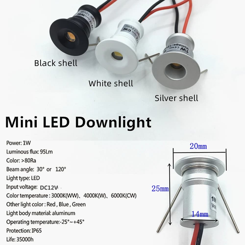 Mini Downlights Led 12V avec télécommande 1W projecteur Led Dimmable escaliers armoire lumières 220V