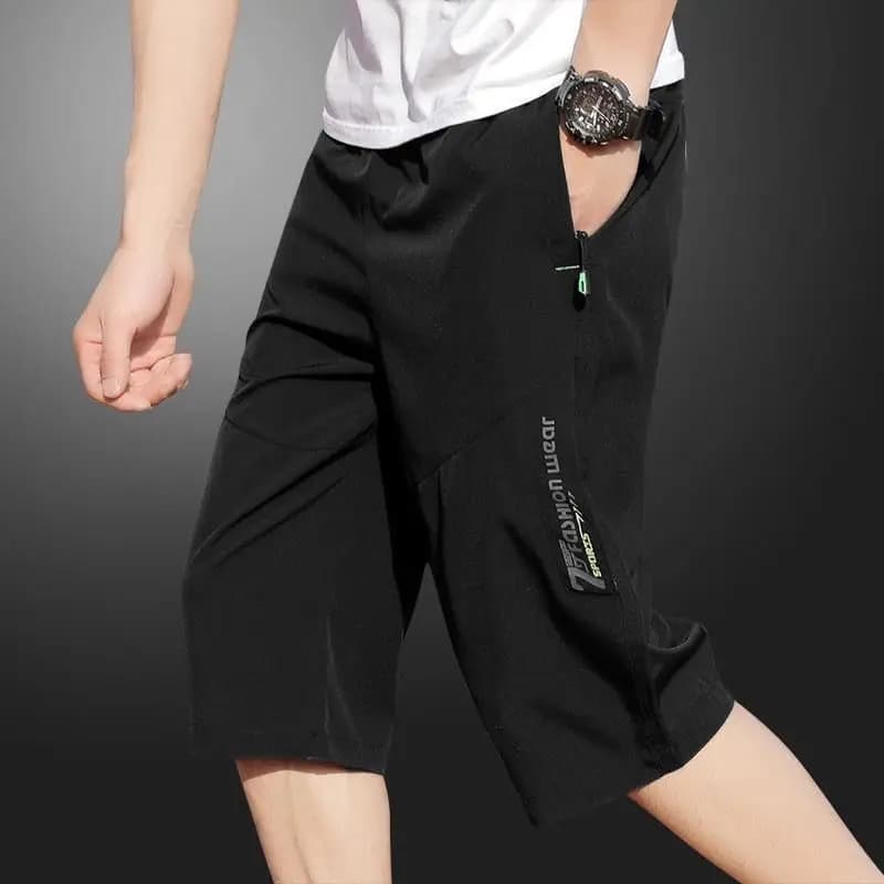 2025 nouveaux hommes sept points glace soie fermeture éclair poche pantalons décontractés respirant 