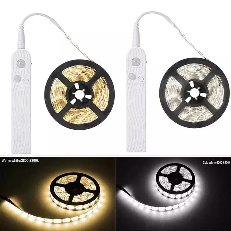 Bande Lumineuse LED avec Capteur de Mouvement PIR et Batterie de 5m, Veilleuse à Induction, Sous-meu