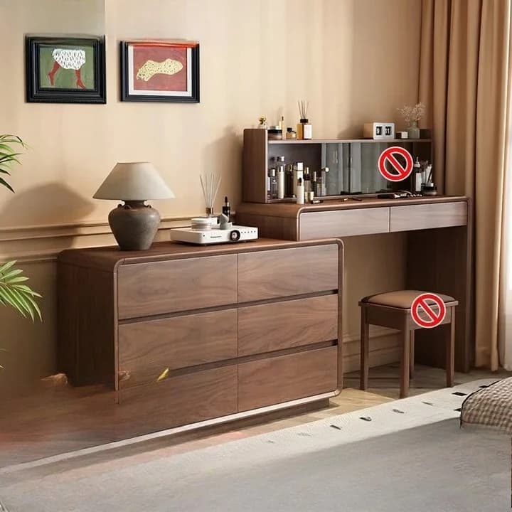 Table de toilette rétractable intégrée, style vintage, en bois massif rétractable, avec tiroirs, ada